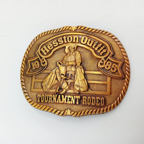 PRCA Rodeo Belt Buckle Hesston Outfit Tournament 1985 Cowboy Western Wear - Picture 6 of 9